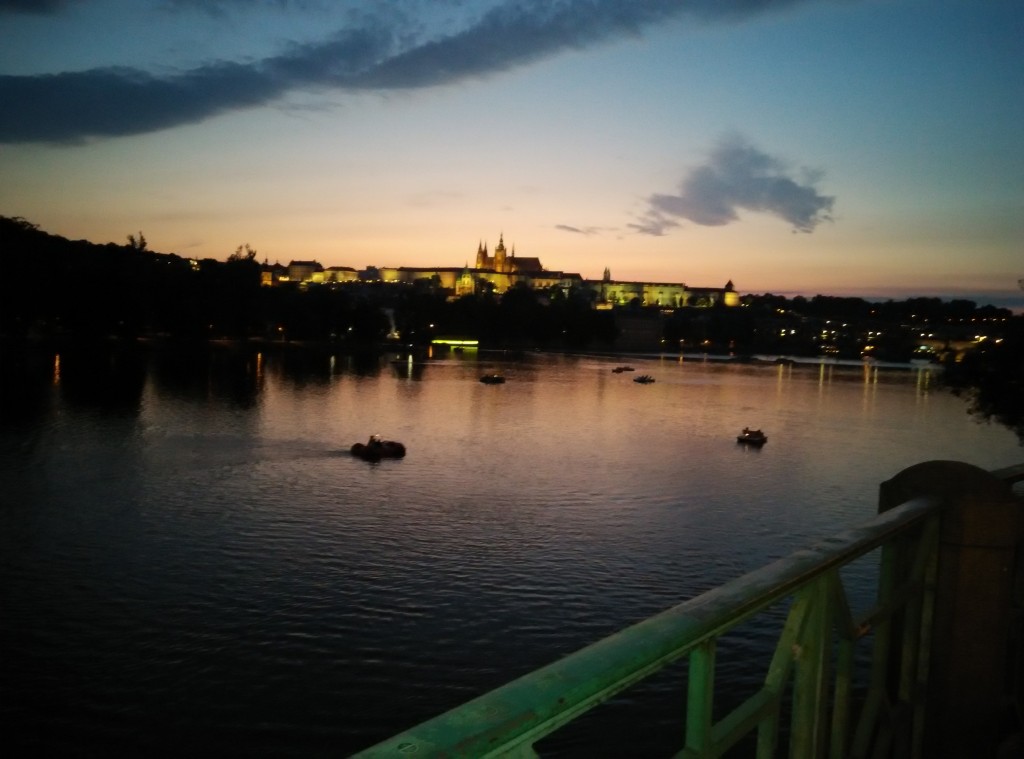 Prague Castle & Vltava river in the evening